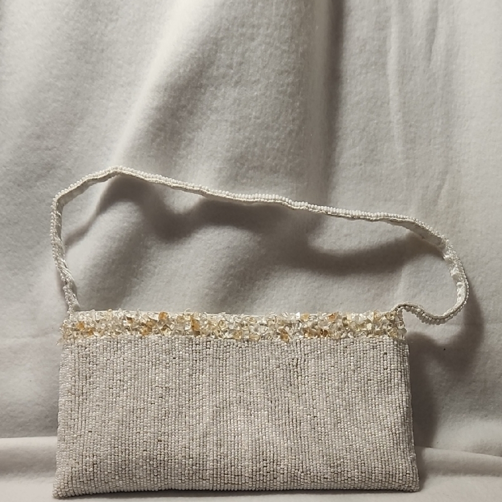 Chic Beaded Wristlet in Cream